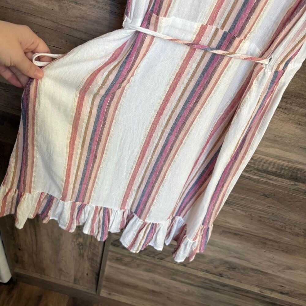 Rails Wrap Dress XS Madison Jewel Stripe Linen Luxury Coastal Artsy Preppy Retro - Picture 9 of 13